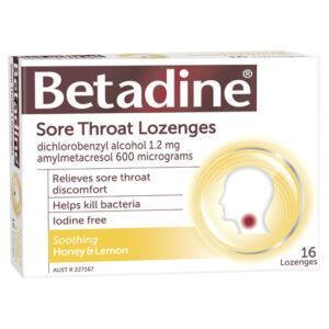 Betadine Sore Throat Lozenges Honey Lemon 16 Pack-0
