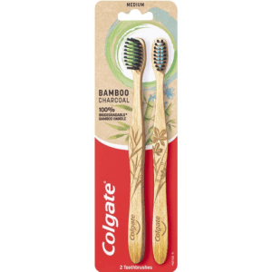 Colgate Toothbrush Bamboo Medium 2 Pack
